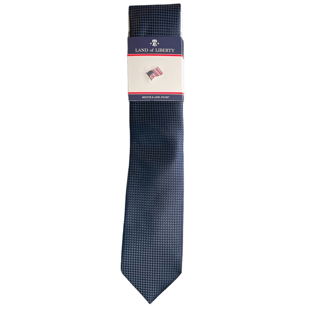 LAND OF LIBERTY Dark Blue Tie and Lapel Pin Set Election Tie $12/each or 2/$19